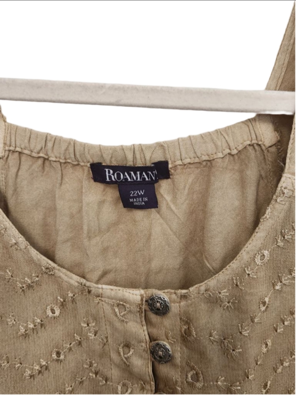 Roaman Beige Embroidered Tunic Top Plus Size 22W - Picture 3 of 11